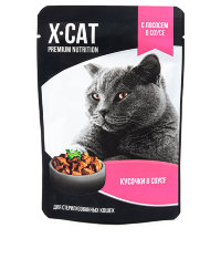 X-CAT Консервы для стерелизованных кошек Лосось в соусе, 24х85гр=2,04кг