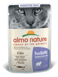 ALMO NATURE Паучи с рыбой для кошек для улучшения работы кишечника Holistic 30х70г