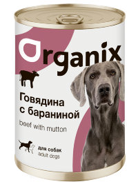 ORGANIX Консервы для собак говядина с бараниной 8х410гр