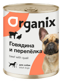 ORGANIX Консервы для собак говядина с перепелкой 6х850гр=5,1кг