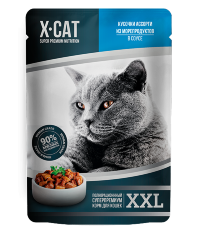 X-CAT XXL консервы для кошек ассорти из морепродуктов в соусе, 85г х 12 шт
