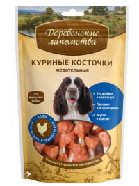 Деревенские Лакомства "Куриные косточки жевательные для собак" (100% мясо) 90г