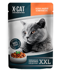 X-CAT XXL консервы для кошек с индейкой в сливочном соусе, 85г х 12 шт