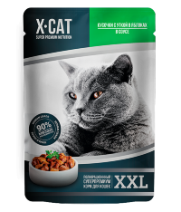 X-CAT XXL консервы для кошек с уткой в яблоках в соусе, 85г х 12 шт