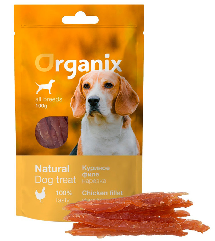 ORGANIX Лакомство для собак «Нарезка из куриного филе» (100% мясо) 100гр