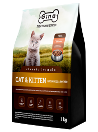 GINA Classic с Анчоусами и Картофелем сухой корм для кошек и котят (Cat&amp;Kitten Anchovies&amp;Potato)