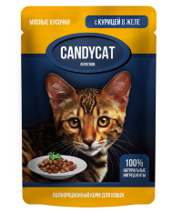CANDYCAT консервы для кошек Курица в желе, 24шт х 85г