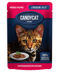 CANDYCAT консервы для кошек Лосось в желе, 24шт х 85г