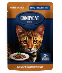 CANDYCAT консервы для стерил. кошек с курицей и овощами в соусе 85 г х 25 шт