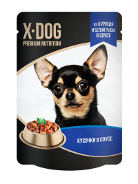 X-DOG Консервы для собак курица и белая рыба в соусе 24х85гр=1,7кг