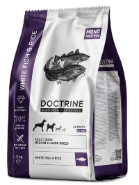 DOCTRINE корм для взрослых собак средних и крупных пород с Белой рыбой и рисом
