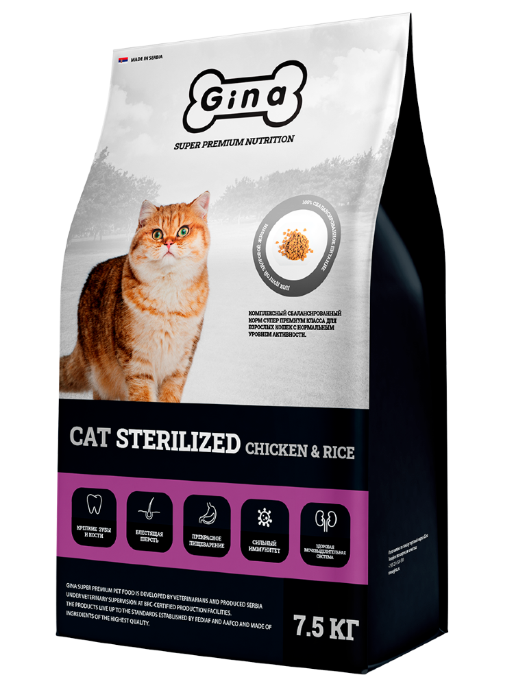 GINA Cat Sterilized Chicken & Rice корм для кошек (Cat-30)