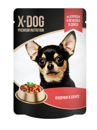 X-DOG Консервы для собак курица и ягнёнок в соусе 24х85гр=1,7кг