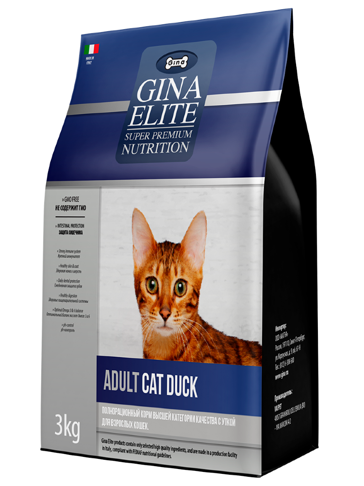 GINA ELITE Cat Duck корм для кошек с Уткой