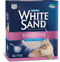 White Sand Комкующийся наполнитель для чувствительных кошек, без запаха, коробка 
