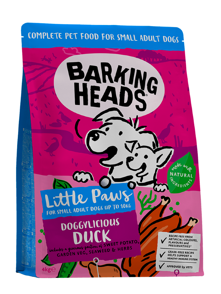 BARKING HEADS беззерновой корм для собак Малых пород с Уткой и Бататом "Восхитительная утка"