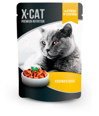 X-CAT Консервы для кошек Курица и Телятина 24х85гр=2,04кг