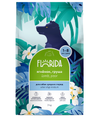 FLORIDA Сухой корм для взрослых собак средних пород с ягненком и грушей