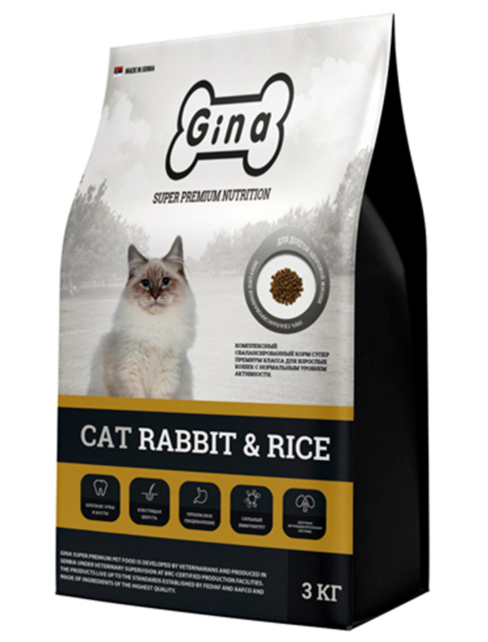 GINA Gina Cat Cat Rabbit & Rice корм для кошек с Кроликом и Рисом