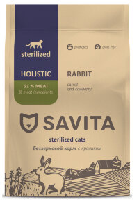 SAVITA для стерилизованных кошек с кроликом, сухой корм