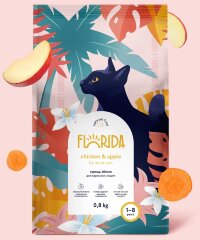 FLORIDA Сухой корм для взрослых кошек с курицей и яблоком