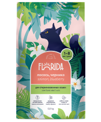 FLORIDA Сухой корм для взрослых стерилизованных кошек с лососем и черникой
